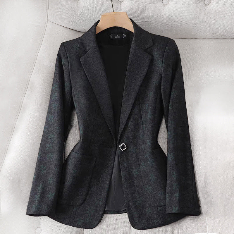 Women's Blazer with Grid Pattern and Structured Silhouette