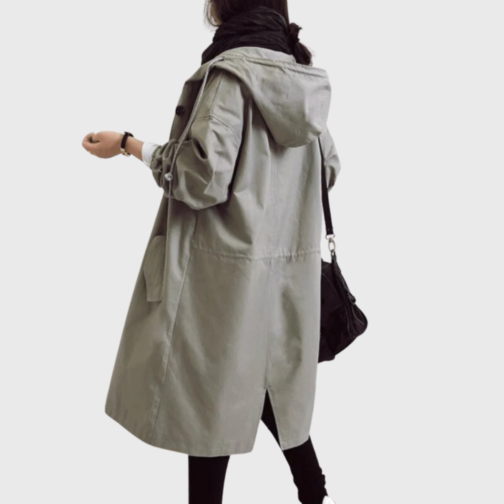 Water-Resistant Trench Coat with Adjustable Belt and Silhouette