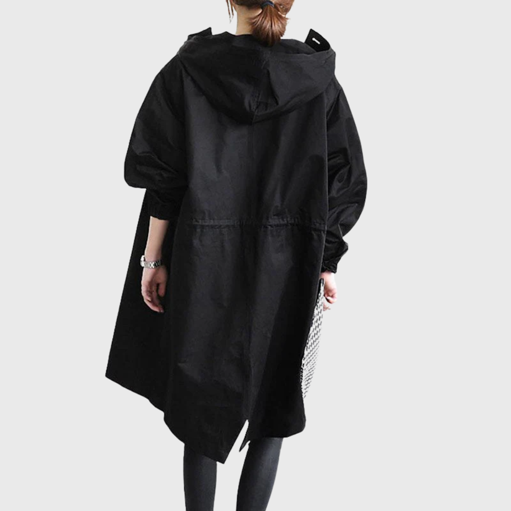Water-Resistant Trench Coat with Adjustable Belt and Silhouette