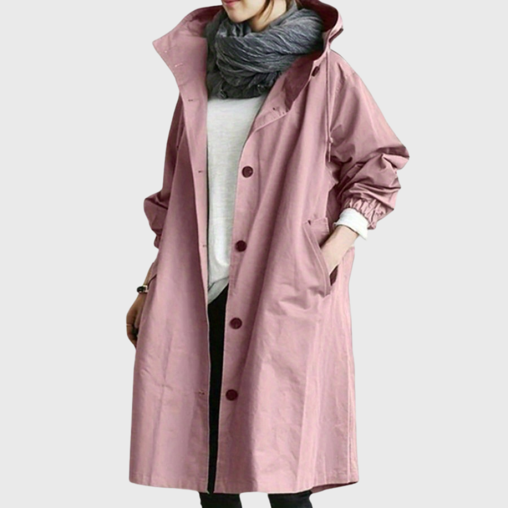 Water-Resistant Trench Coat with Adjustable Belt and Silhouette