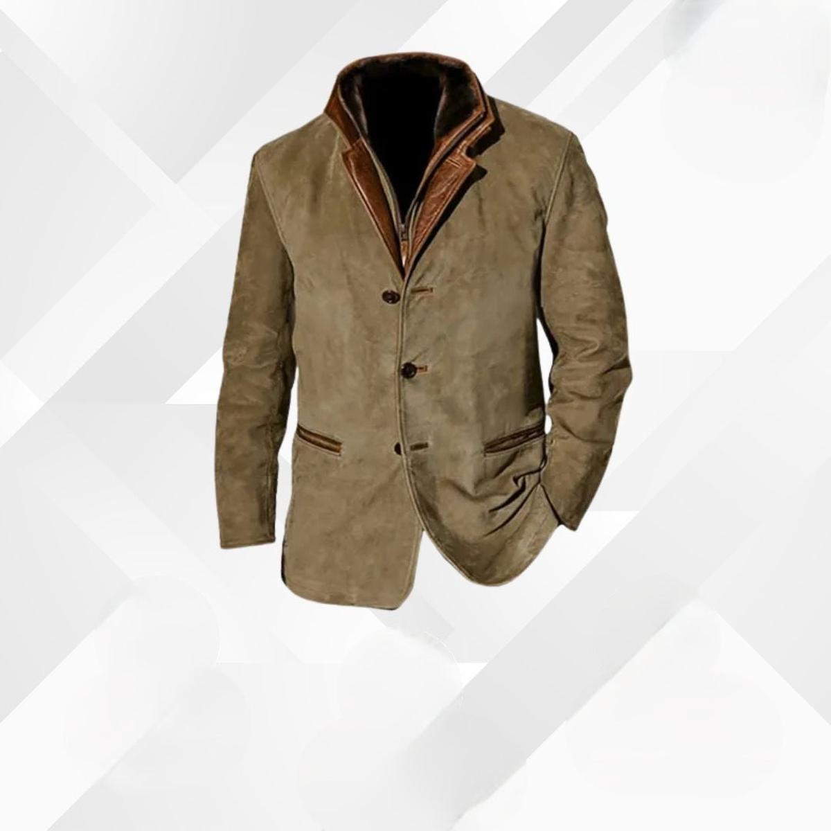 Men's Single-Breasted Blazer with Structured Shoulders and Contrast Detailing