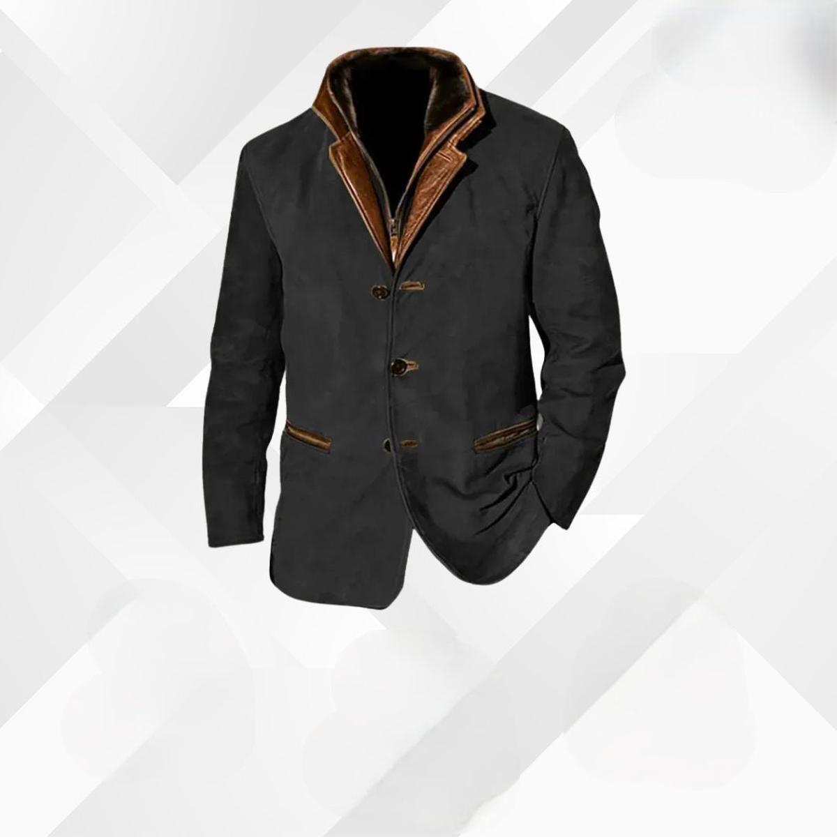 Men's Single-Breasted Blazer with Structured Shoulders and Contrast Detailing