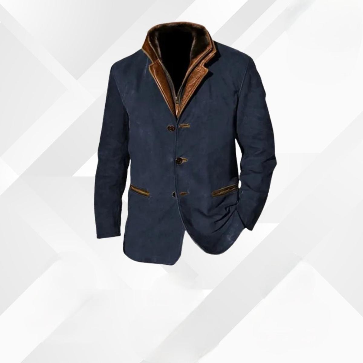 Men's Single-Breasted Blazer with Structured Shoulders and Contrast Detailing