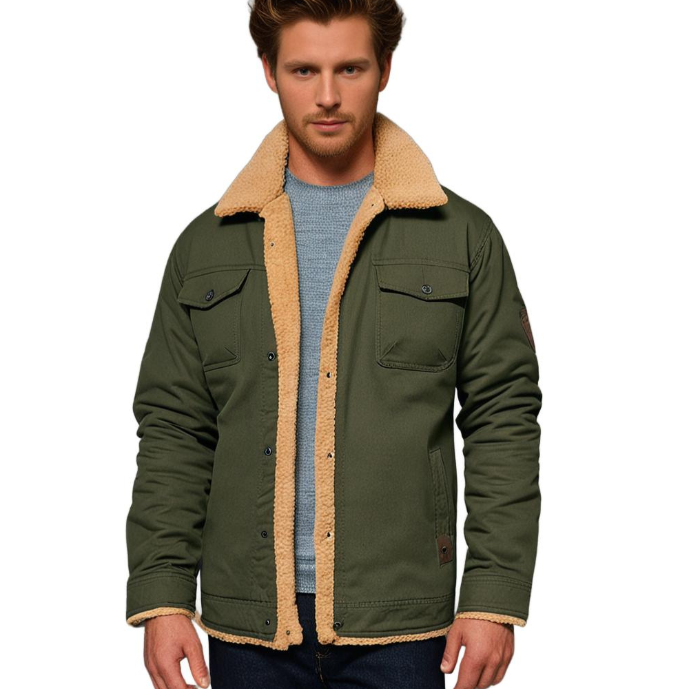 Men's Quilted Lined Jacket with Durable Shell and Multiple Pockets, Relaxed Fit