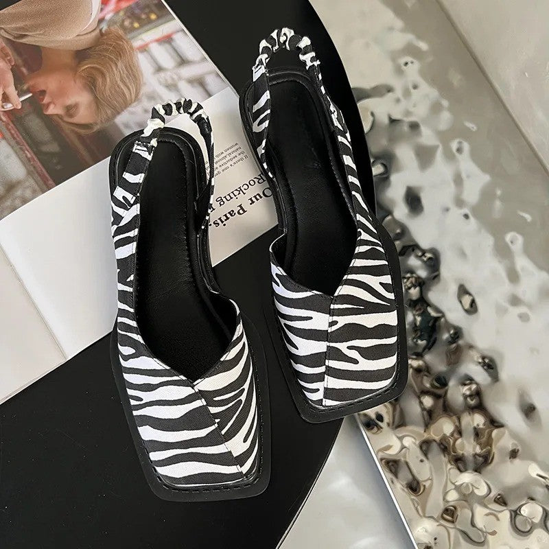 Square Toe Sandals with Adjustable Slingback and Cushioned Footbed for Women