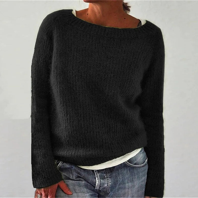 Women's Knit Pullover with Relaxed Fit and Breathable Soft Fabric, Machine Washable