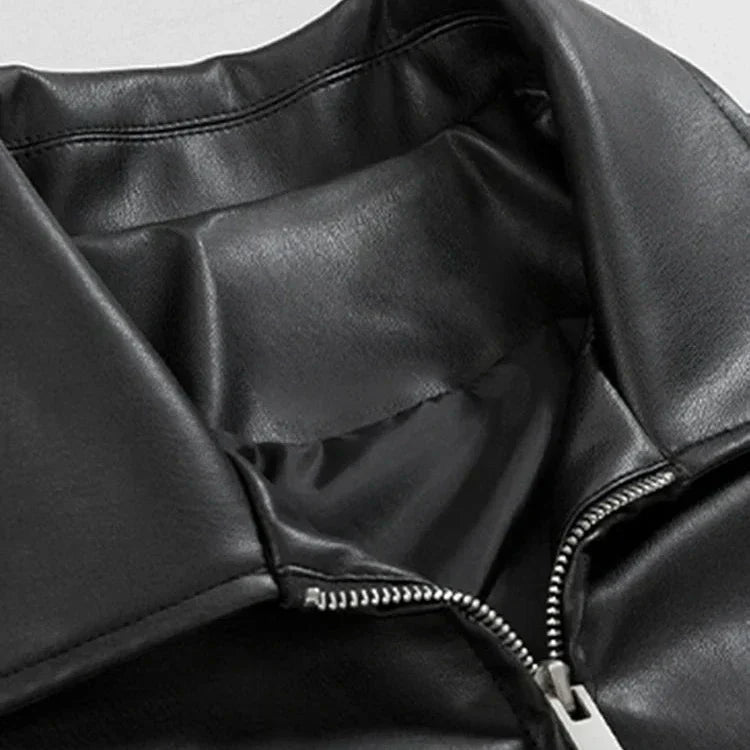 Oversized Leather Bomber Jacket with Soft Lining and Boxy Fit, for Men