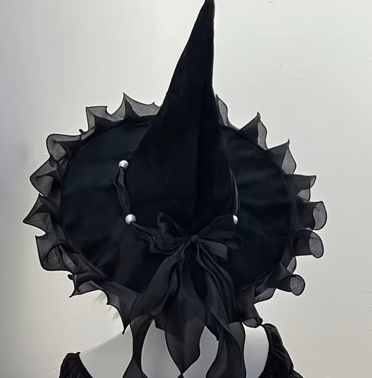 Pointed Woven Costume Hat with Decorative Bow, Six Color Options