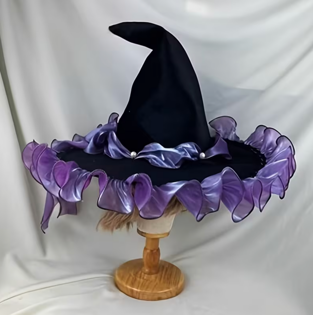 Pointed Woven Costume Hat with Decorative Bow, Six Color Options