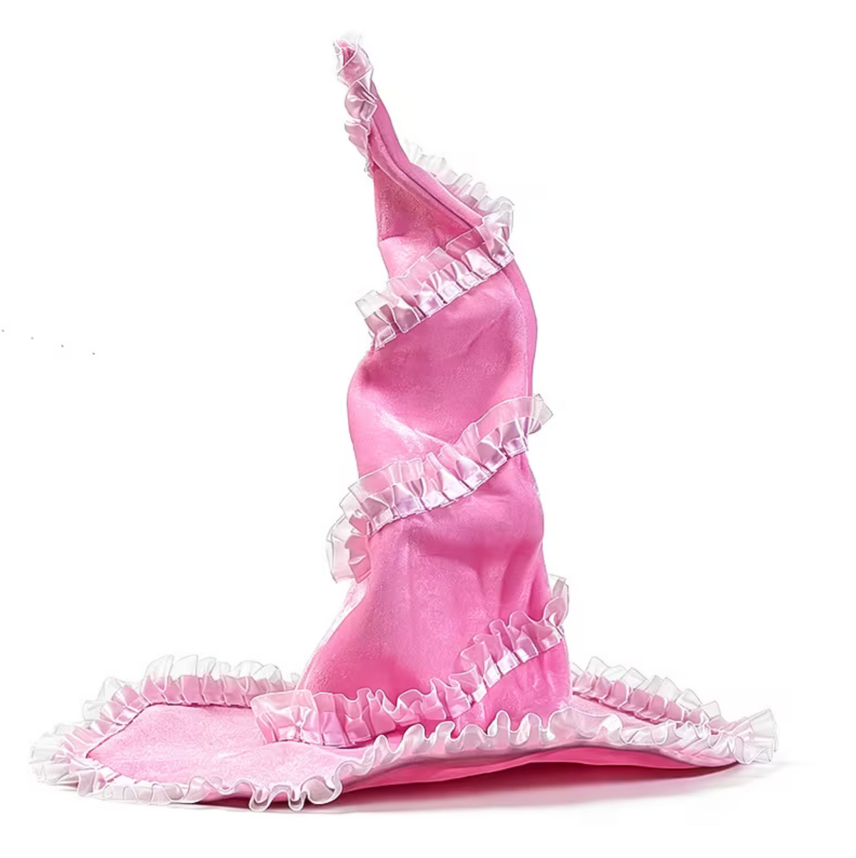 Adult Witch Hat with Curved Brim and Decorative Trim, Six Colors