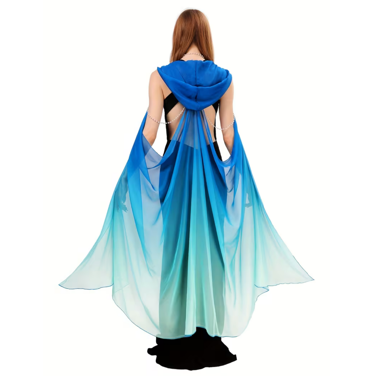Women's Tulle Cloak with Adjustable Hood and Off Shoulder Capelet for Costume Events