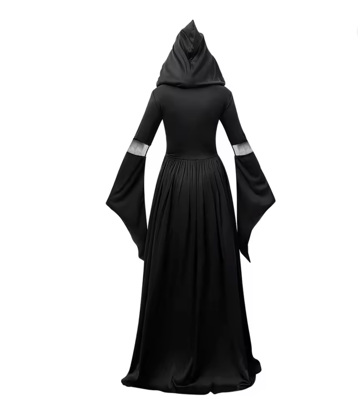Gothic Witch Dress with Bell Sleeves and Ankle Length Skirt