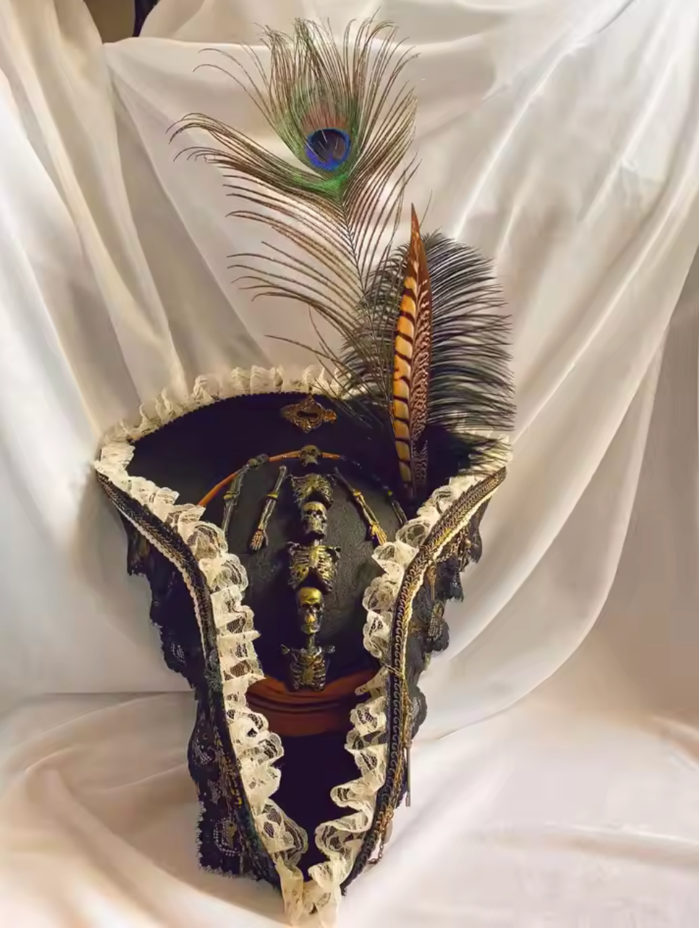 Skull Triangle Hat with Knit Polyester for Pirate Costume Events