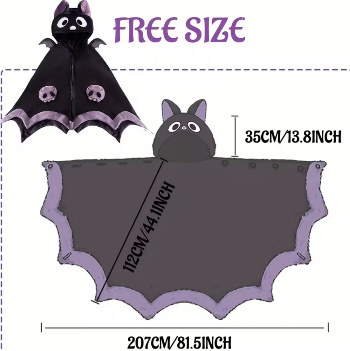 Bat Wing Hoodie with Plush Fur and Attached Hood for Adults