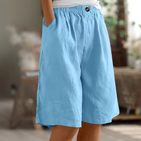 Women's Mid-Thigh Shorts with Elastic Waistband and Breathable Fabric, Relaxed Fit