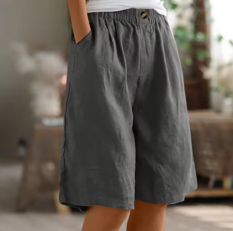 Women's Mid-Thigh Shorts with Elastic Waistband and Breathable Fabric, Relaxed Fit
