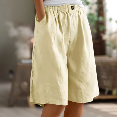 Women's Mid-Thigh Shorts with Elastic Waistband and Breathable Fabric, Relaxed Fit