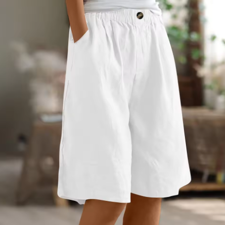 Women's Mid-Thigh Shorts with Elastic Waistband and Breathable Fabric, Relaxed Fit