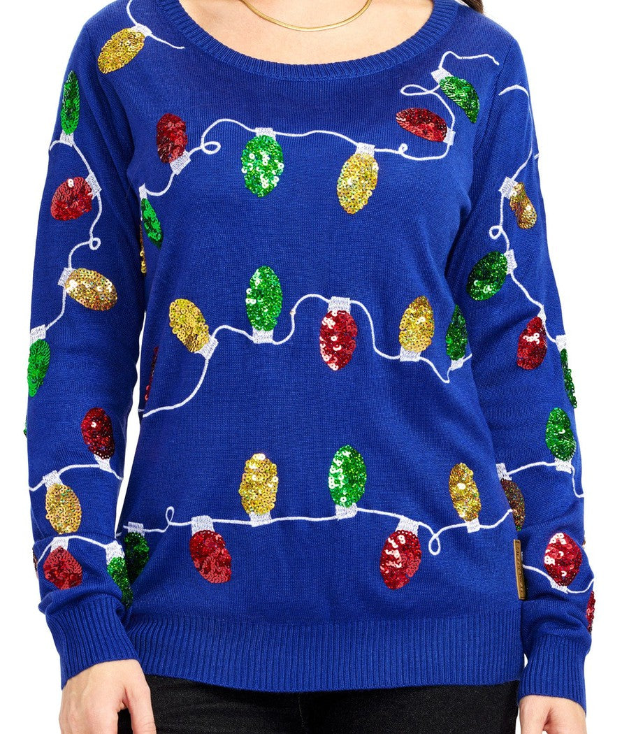 Dual Holiday Symbol Sweater with Crew Neckline and Ribbed Cuffs