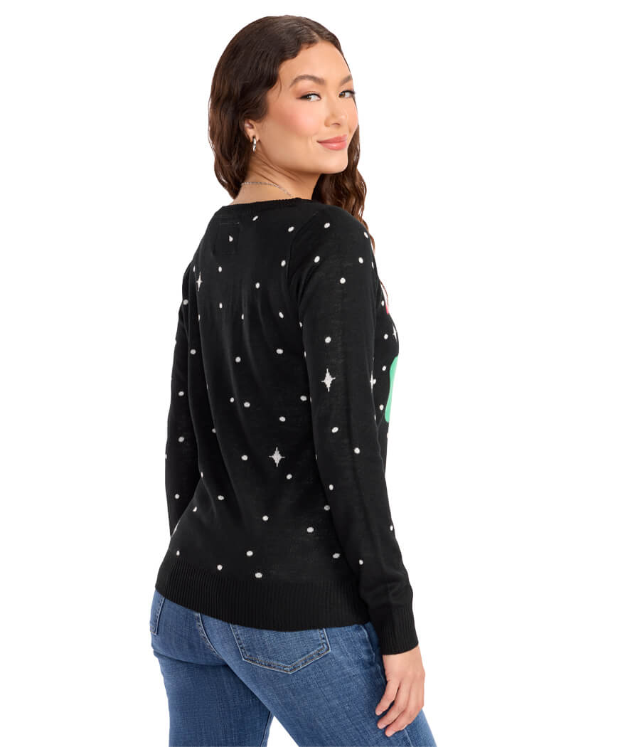 Women's Santa Unicorn Pullover with Crew Neck and Ribbed Cuffs