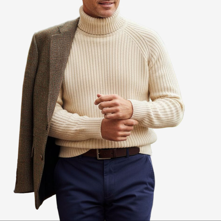 The Dundee Men's Chunky Wool Turtleneck Warm Sweater-Men Winter Sewaters