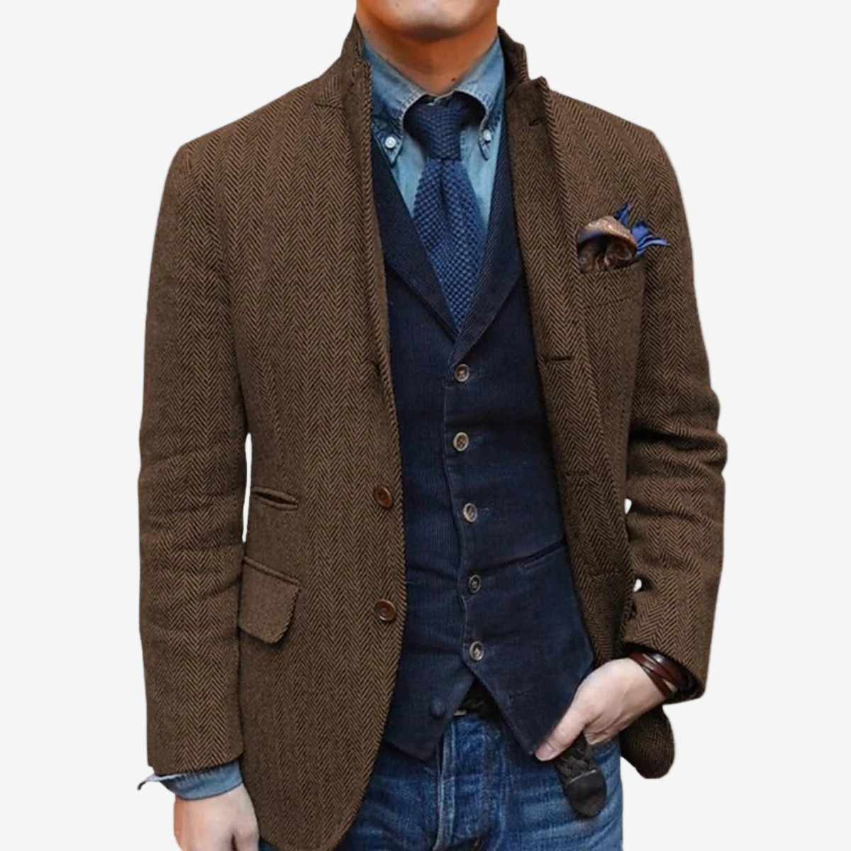 The Thurlestone Men’s Wool Single Breasted Tweed Blazer Jacket-Jacket