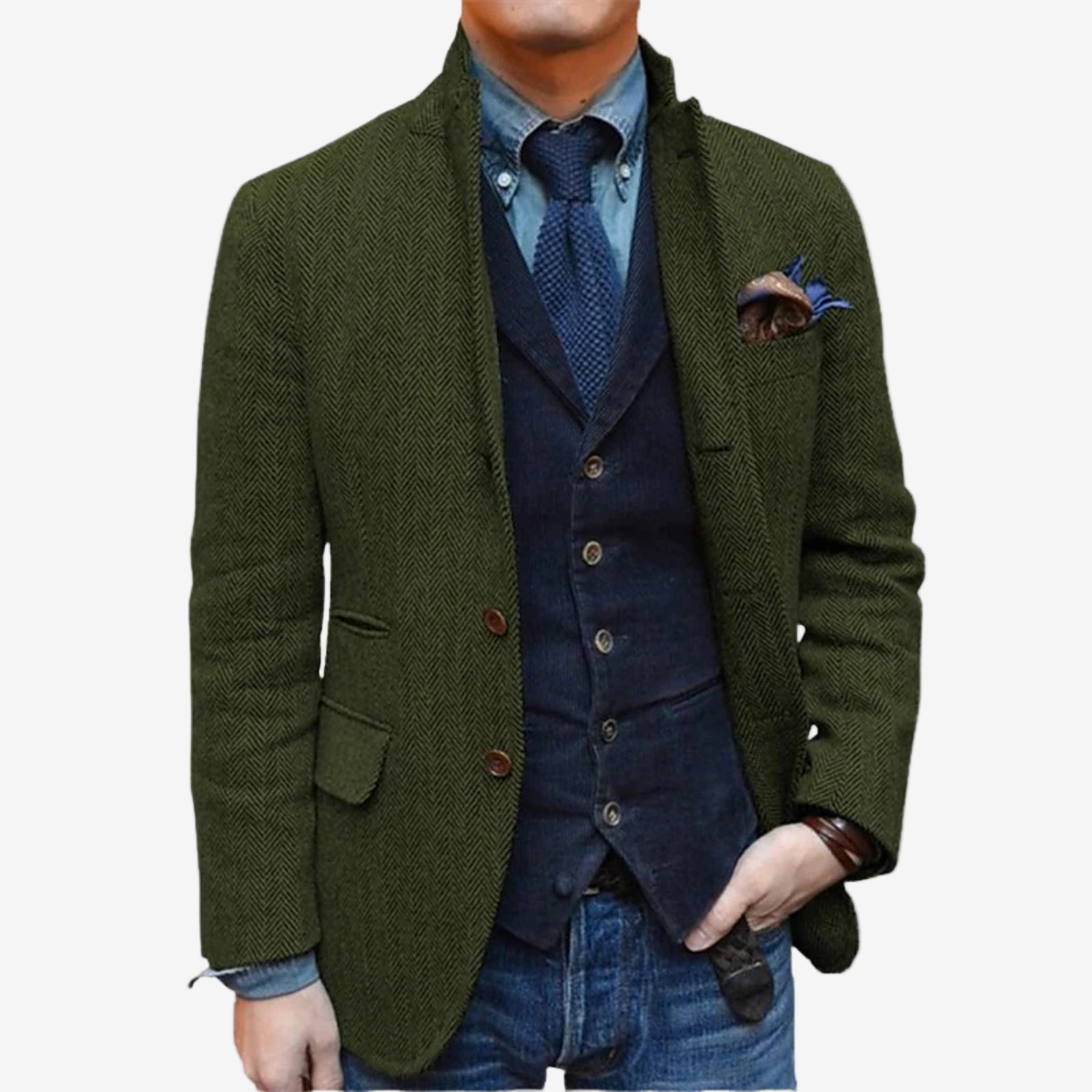 The Thurlestone Men’s Wool Single Breasted Tweed Blazer Jacket-Jacket
