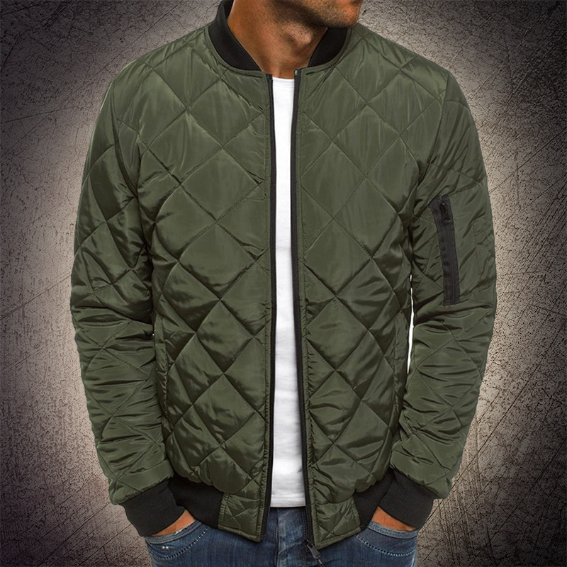 Men's Quilted Bomber Jacket with Lightweight Insulation and Multiple Secure Pockets, Regular Fit