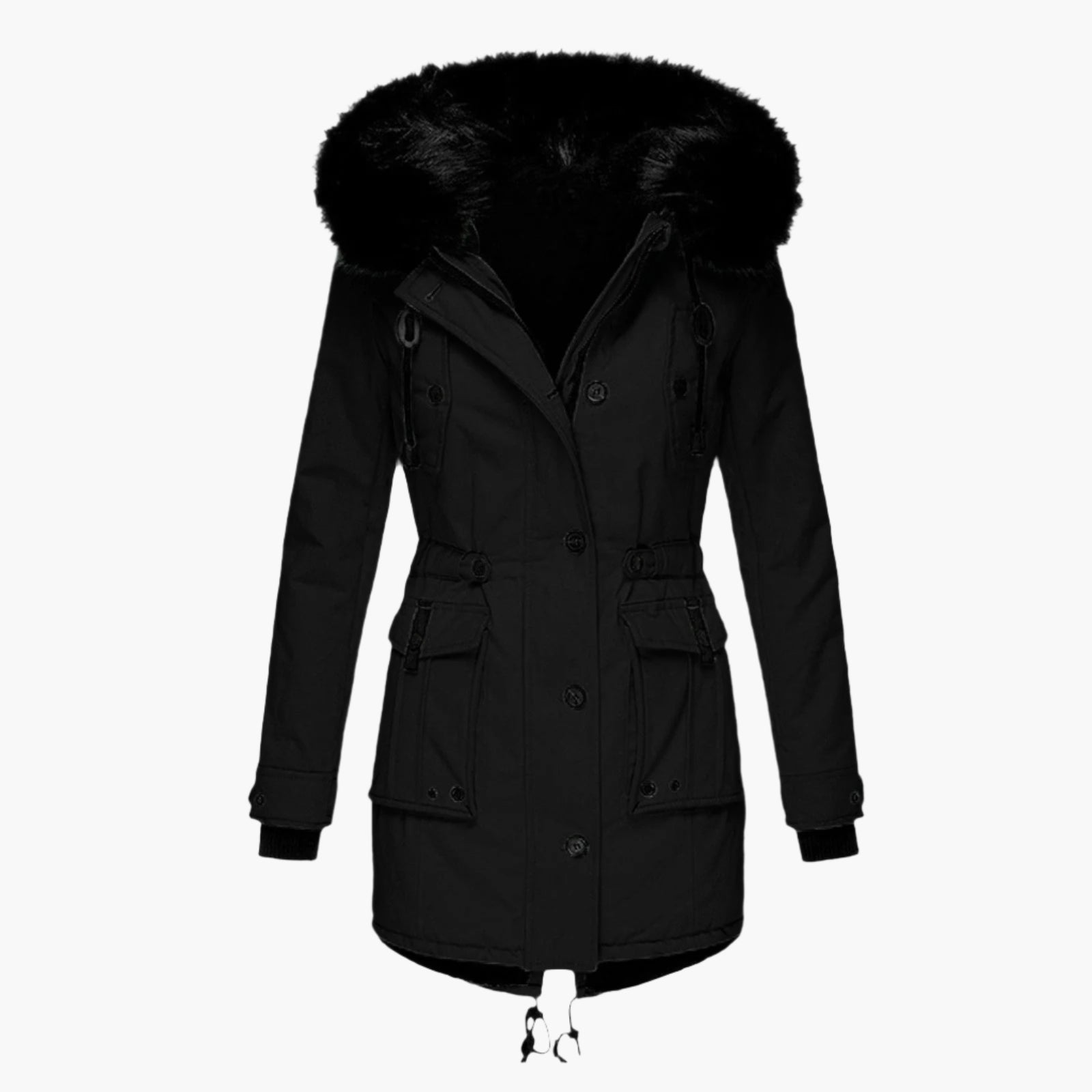 Women's Hooded Winter Coat with Faux Fur Hood Trim and Tailored Fit, Light Thermal Fill