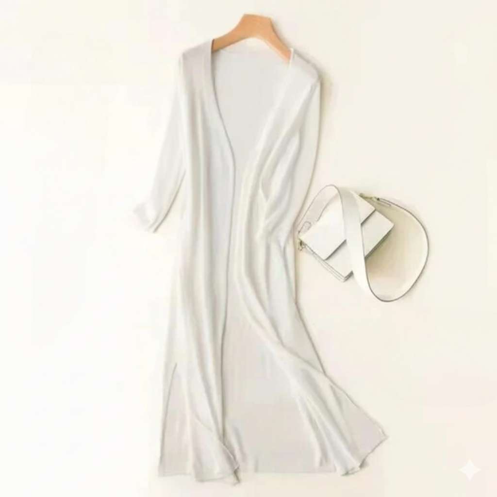 Longline Knit Cardigan with Open Front and Relaxed Fit for Women, Lightweight Layer