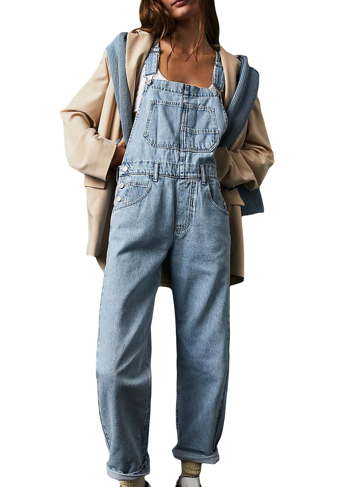 Straight-Leg Jumpsuit for Women with Relaxed Fit and Versatile Design