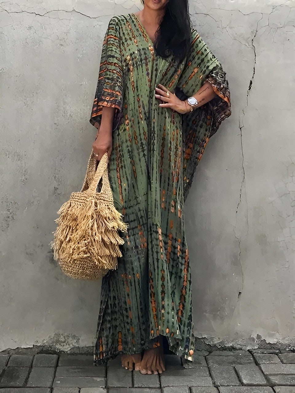 Tie Dye Maxi Dress with Relaxed Fit and Lightweight Breathable Fabric, Boho