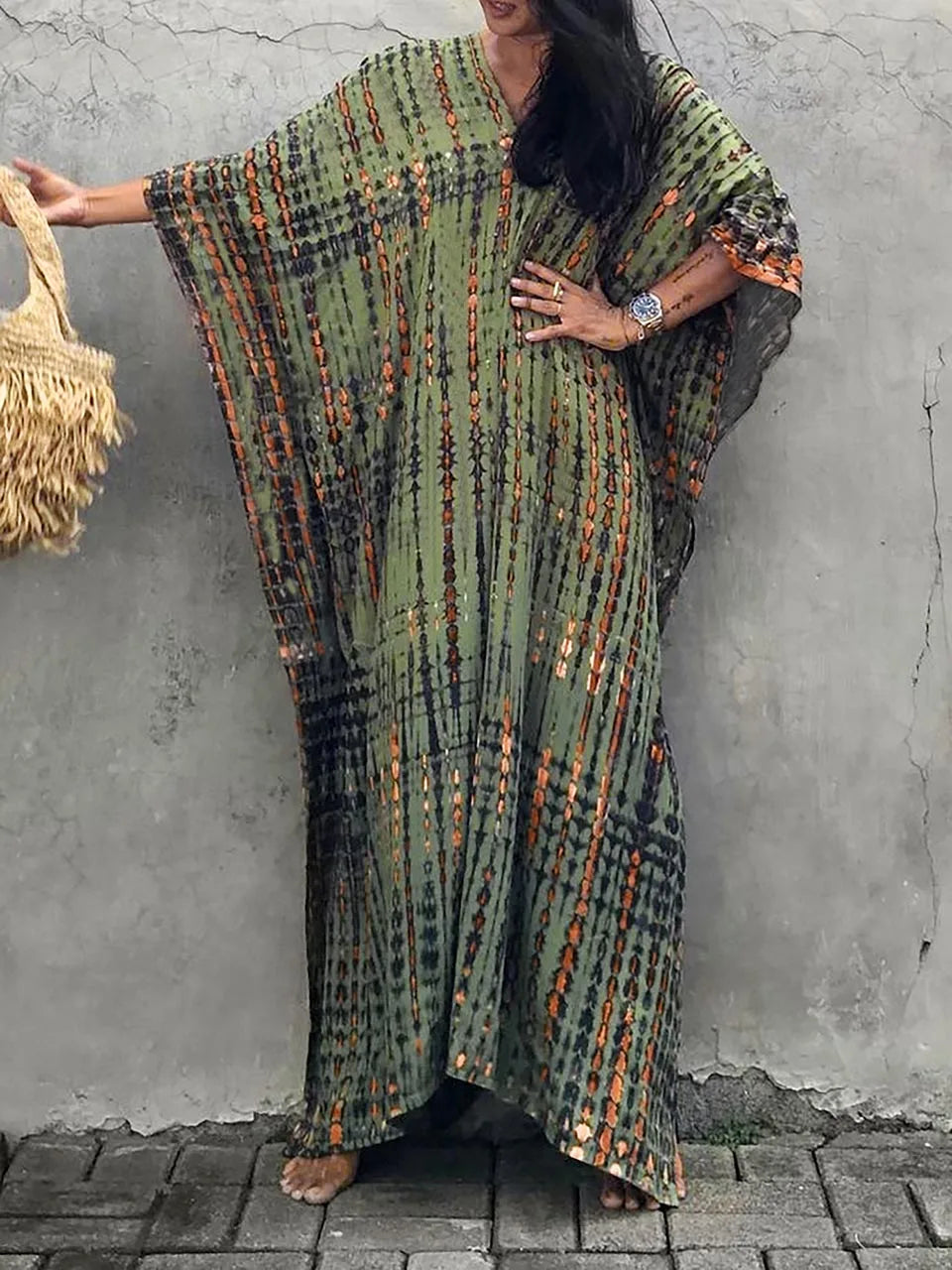 Tie Dye Maxi Dress with Relaxed Fit and Lightweight Breathable Fabric, Boho