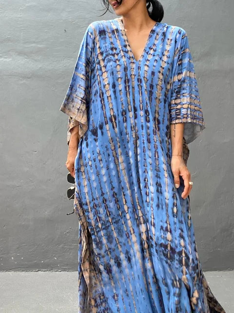 Tie Dye Maxi Dress with Relaxed Fit and Lightweight Breathable Fabric, Boho