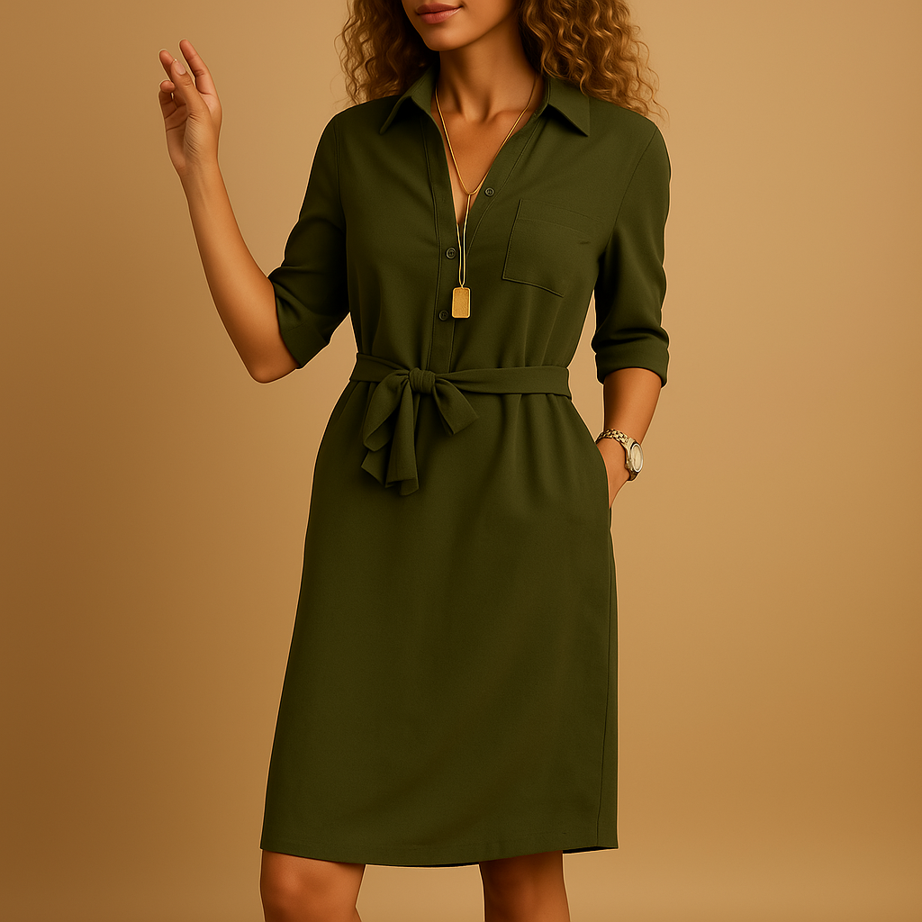 Midi Dress with Silhouette and Breathable Fabric for Day to Night Wear