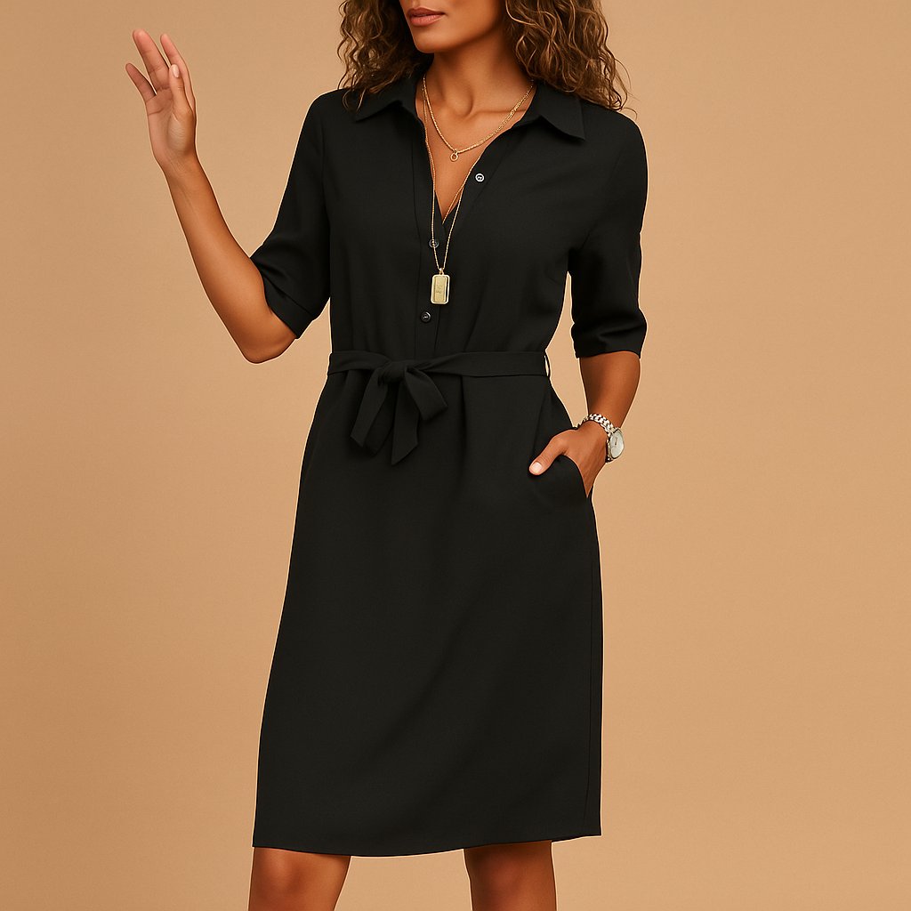 Midi Dress with Silhouette and Breathable Fabric for Day to Night Wear