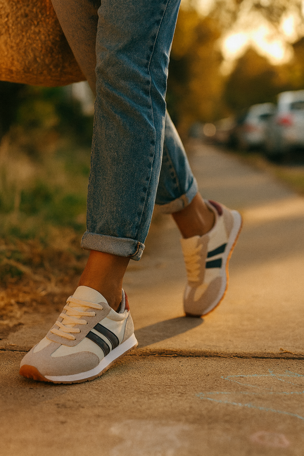 Women's Athletic Running Sneakers with Stripe Detailing and Cushioned Sole