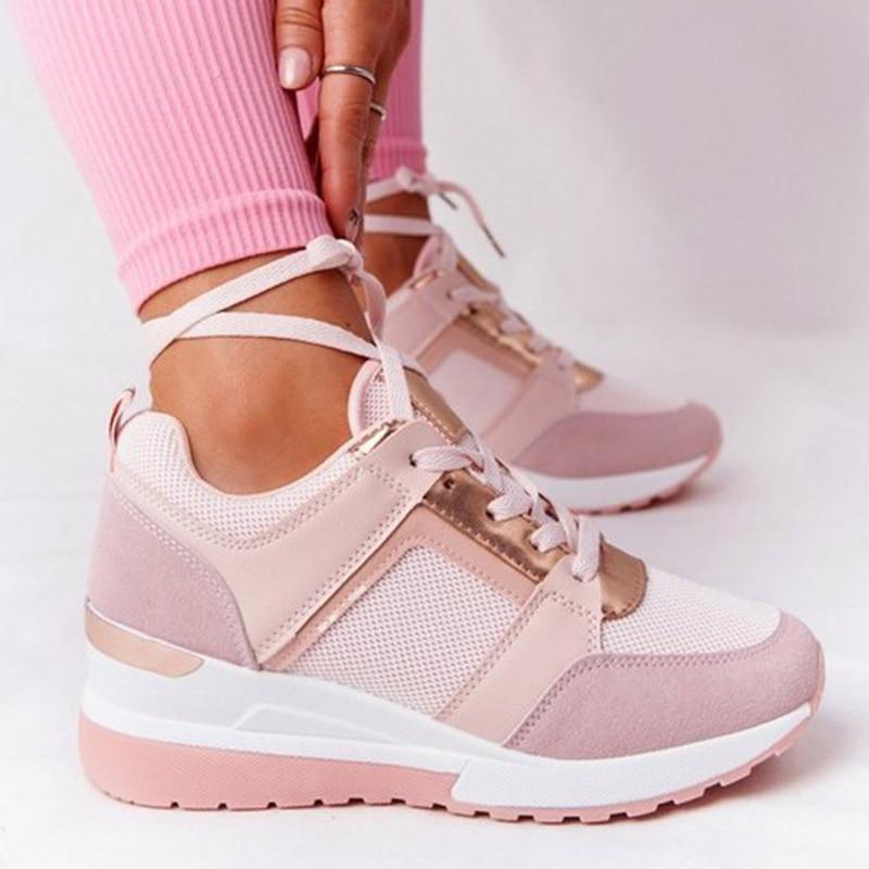 Platform Sneakers for Women with Breathable Mesh and Arch Support