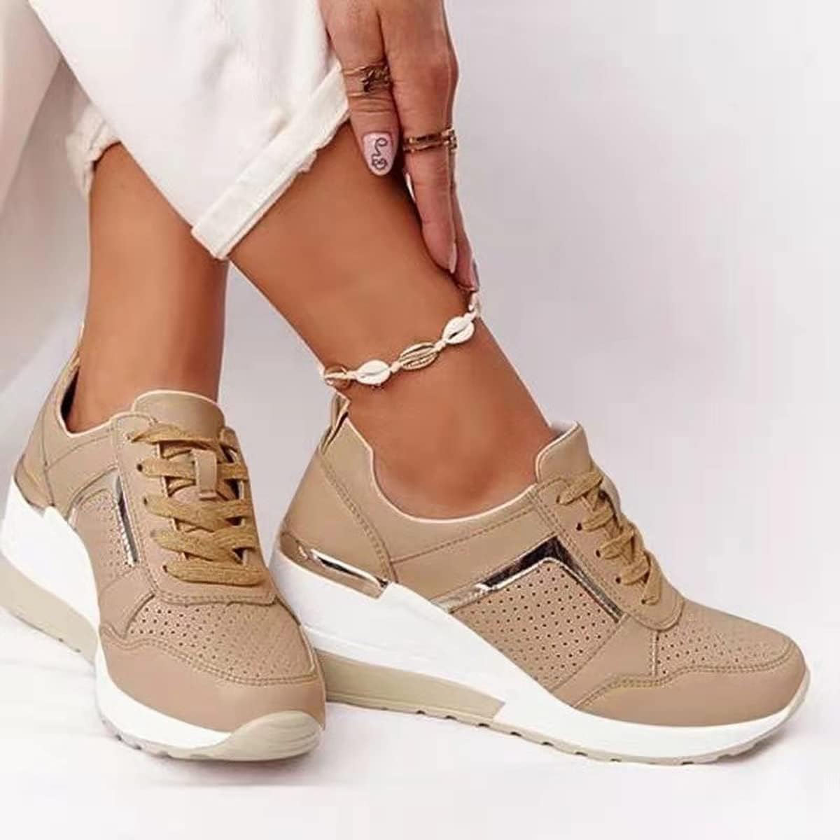 Platform Sneakers for Women with Breathable Mesh and Arch Support