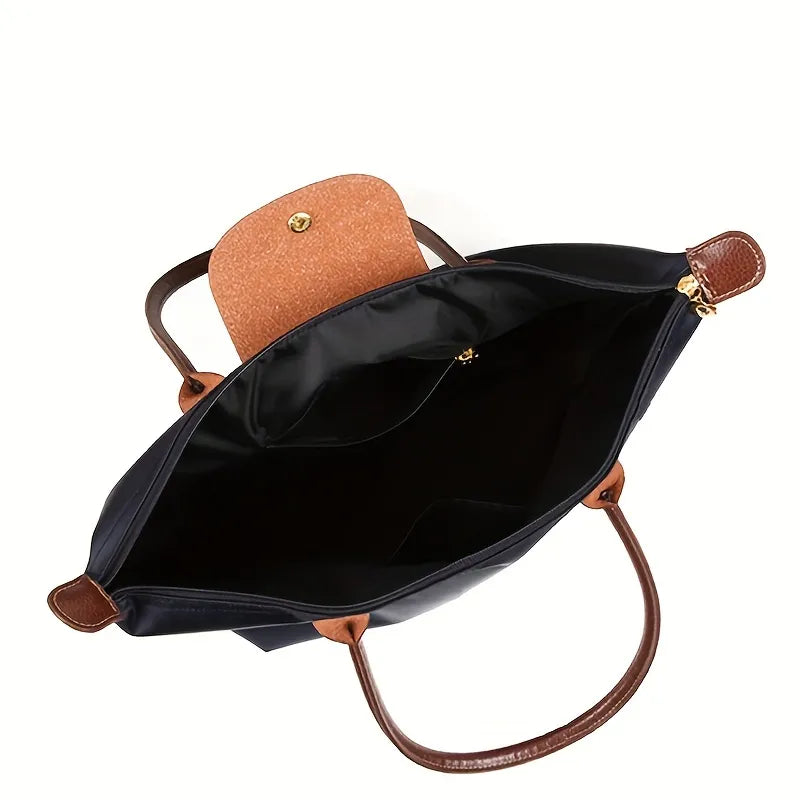 Structured Shoulder Bag with Organized Interior and Dust Bag, Day-to-Night