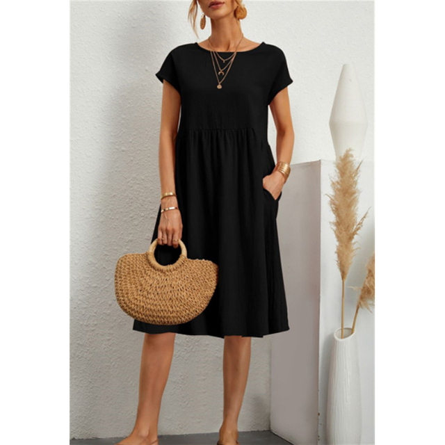 Women's Midi Dress with Lightweight Breathable Fabric and Relaxed Fit, Mid-Calf Length