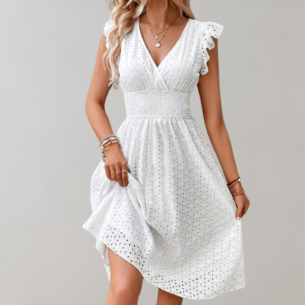 Women's Midi Dress with V-Neckline and Relaxed Fit for Summer