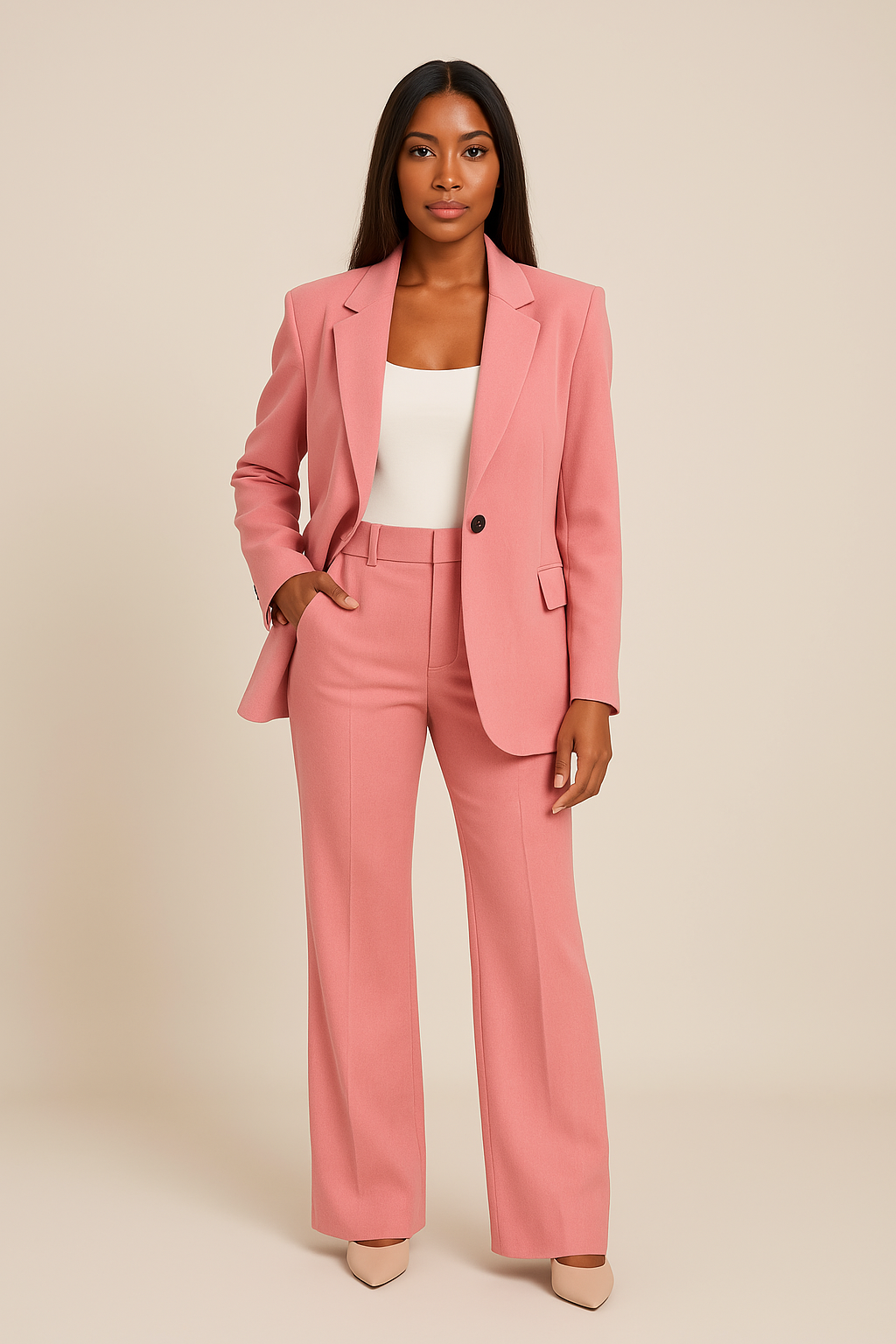 Women's Suit with Shaped Blazer and Matching Trousers, Regular Fit