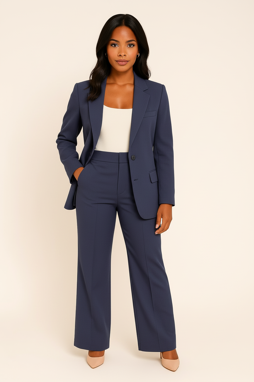 Women's Suit with Shaped Blazer and Matching Trousers, Regular Fit