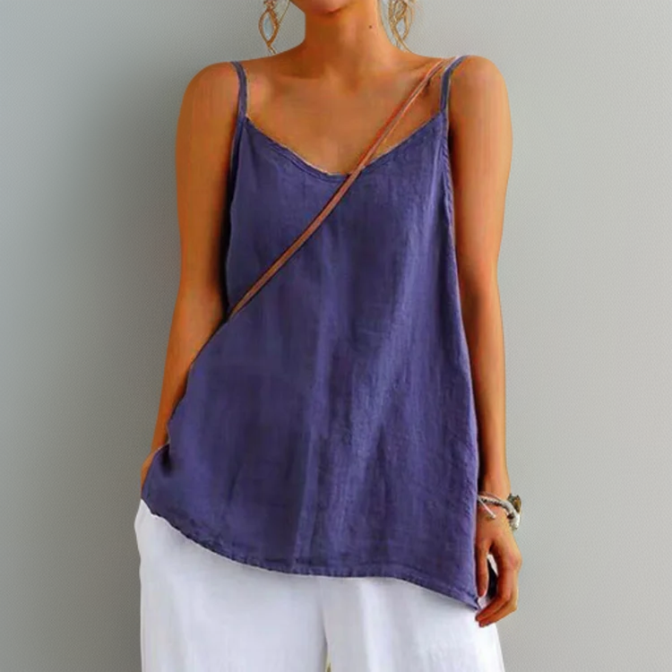 Women's Camisole with Round Neck and Curved Hem, Lightweight Relaxed Fit