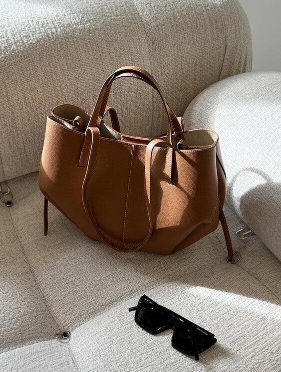 Structured Large Tote Bag with Shoulder Handles for Laptops and Work Essentials
