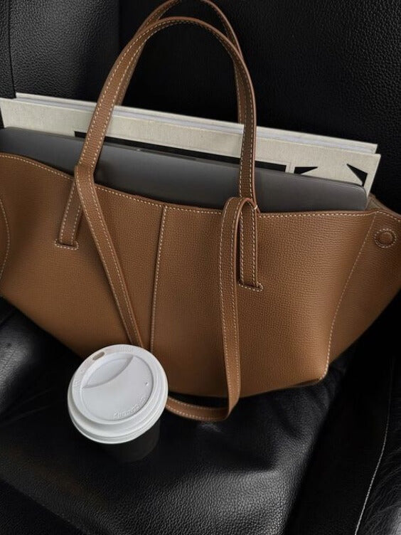 Structured Large Tote Bag with Shoulder Handles for Laptops and Work Essentials