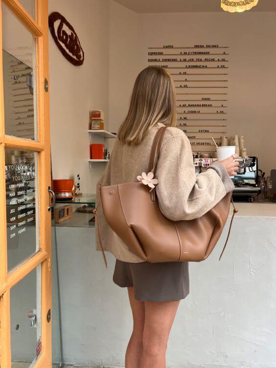 Structured Large Tote Bag with Shoulder Handles for Laptops and Work Essentials