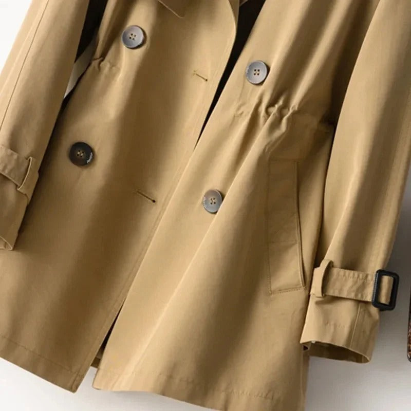 Women's Double-Breasted Trench Coat with Relaxed Fit for Transitional Weather