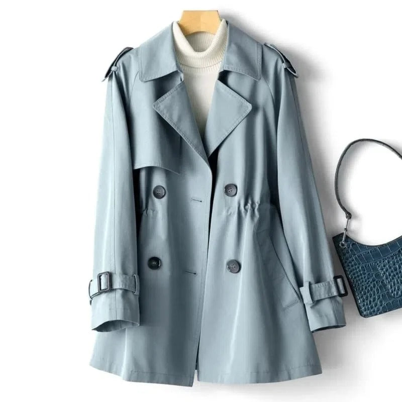 Women's Double-Breasted Trench Coat with Relaxed Fit for Transitional Weather